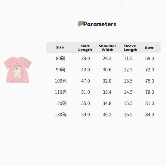 Girls Short Sleeved Dress Summer Girl long T-shirt Skirt 3-10 Years Old Fashionable Cartoon Children Clothing Good Vibrations