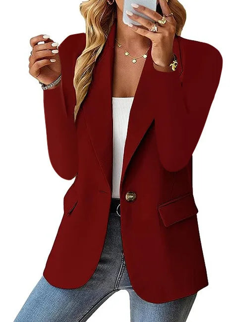 Women's Oversized Blazer Jacket Business Suit Coat Lapel Long Sleeve Solid Button Casual Elegant Coat Trendy Loose Outwear Good Vibrations