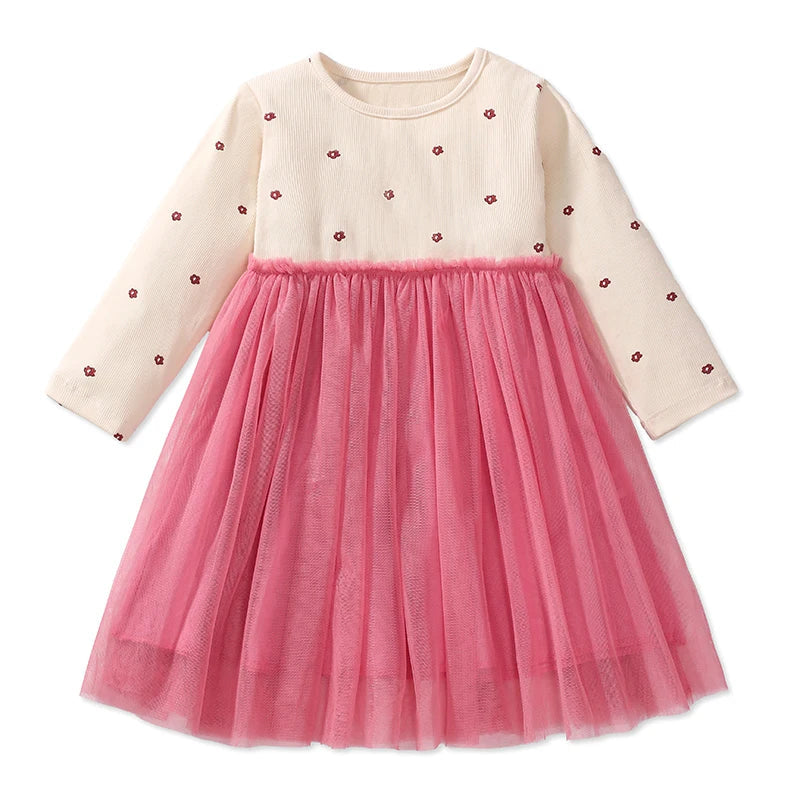 Little maven Kids Clothes Children's Clothing 2025 Autumn Cotton Baby Girls Cartoon Ballet Dancer Long Sleeves Dresses 2-7 year Good Vibrations