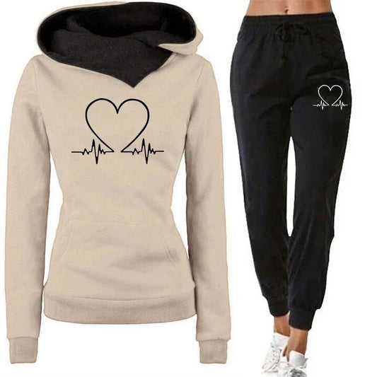 Woman Tracksuit Two Piece Set Winter Warm Hoodies+Pants Pullovers Sweatshirts Female Jogging Woman Clothing Sports Suit Outfits Good Vibrations
