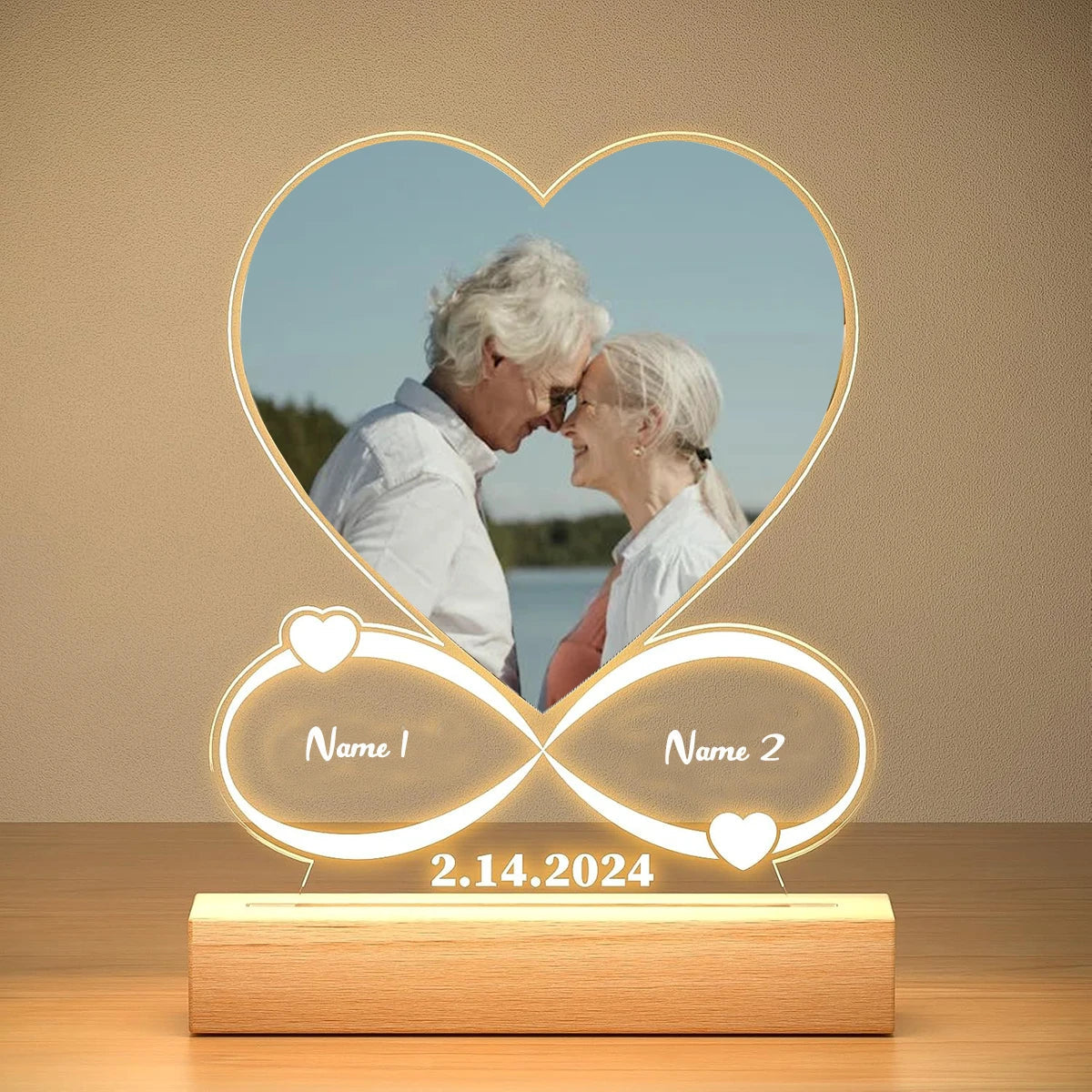 Custom Couples Gifts Personalized Photo Frame With Night Light Anniversary Valentine's Day Gifts for Women Men Girlfriend Him Good Vibrations Adult Super Store