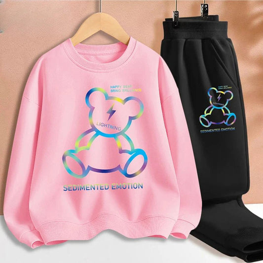 Autumn Baby Boy Clothes Set Kid Gradient Bear Sweatshirts Pullover Top And Pants 2pcs Suit Children Girls Fashion Tracksuits Good Vibrations