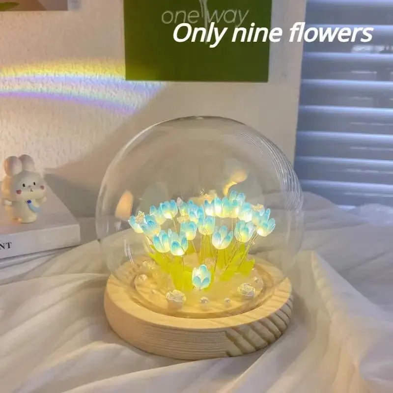 LED DIY Handmade Mini Tulip Night Light Materials Cute Home Decor Birthday Gift For Girl Family Friend Child Christmas Ornament Good Vibrations