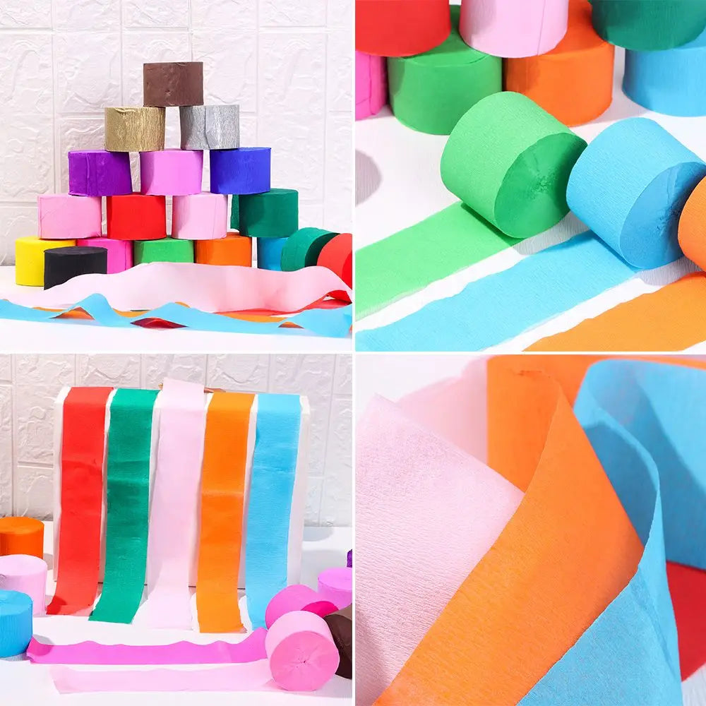 1 Roll DIY Party Supplies Baby Shower Decoration Garland Photography Backdrops DIY Paper Crepe Paper Streamers Wedding Decor Good Vibrations