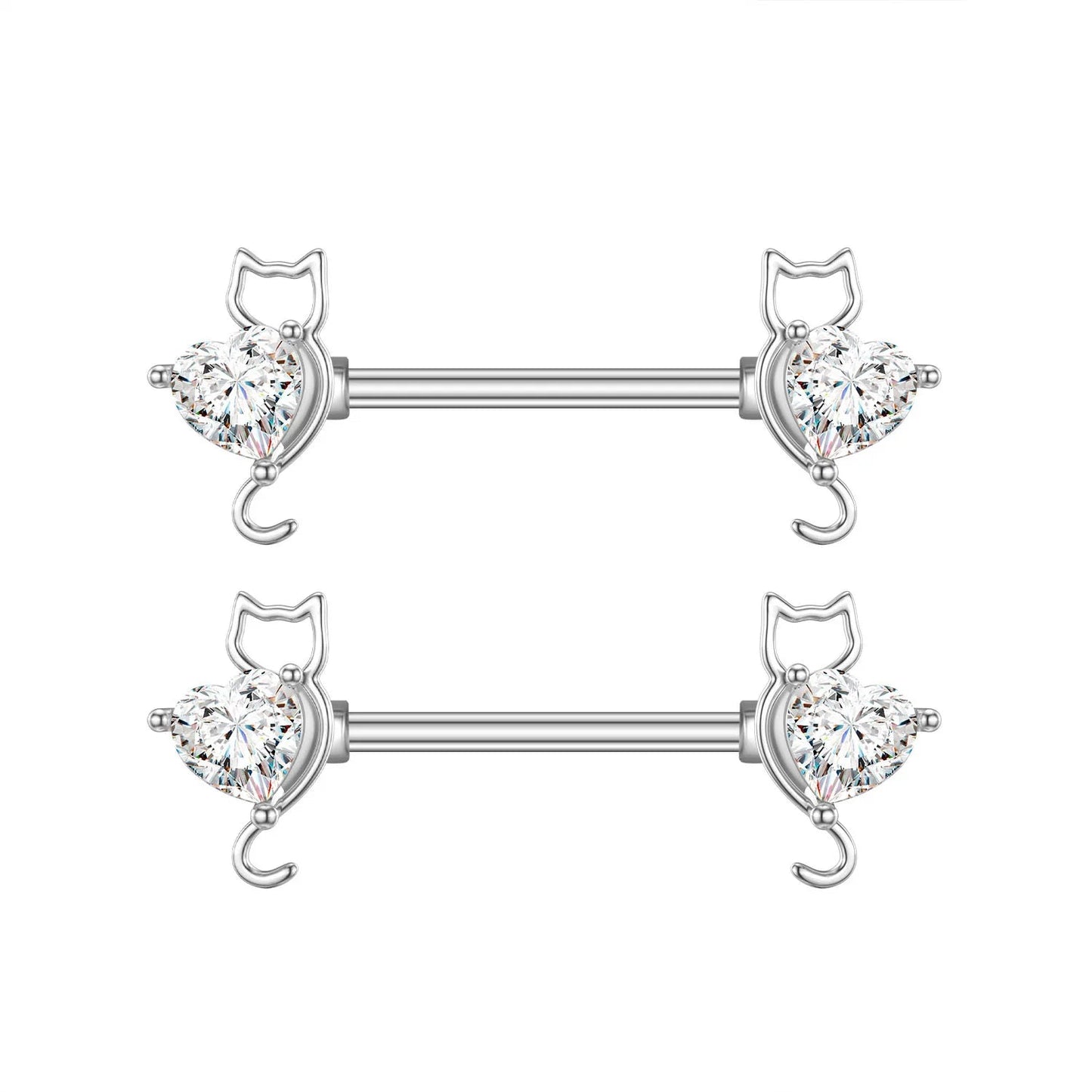 14G Titanium Stainless Butterfly Cat Crystals CZs Shield Barbell Nipple Rings Mixed-Style Heart Flower Dangled Nipple Piercing Good Vibrations Adult Super Store