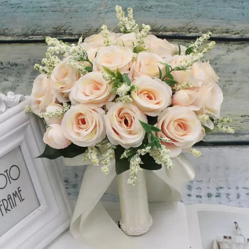 Bridal Bouquet Flowers Bridesmaid Wedding Accessories Blue Artificial Roses Bridal Bouquets Wedding Decoration Marriage Good Vibrations