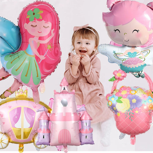 1pc Fairy Tale Princess Castle Balloon Flower Fairy Vintage Car Foil Balloon Fairy Theme Birthday Party Decor Baby Shower Supply Good Vibrations