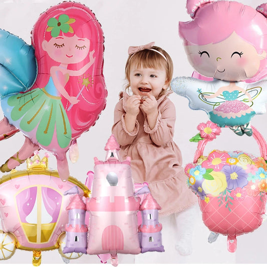 1pc Fairy Tale Princess Castle Balloon Flower Fairy Vintage Car Foil Balloon Fairy Theme Birthday Party Decor Baby Shower Supply Good Vibrations