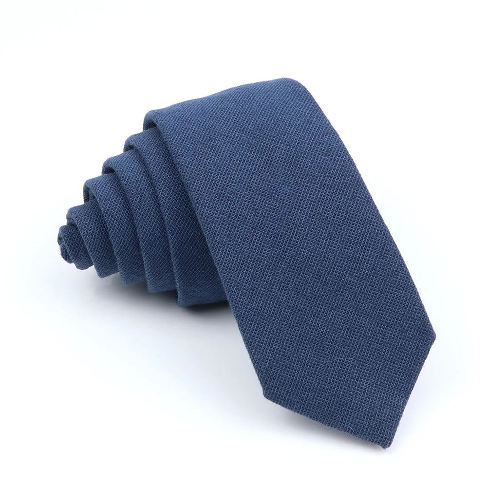 Wed Cotton Tie Solid Color Necktie For Man Woman Blue Pink Yellow Skinny Slim Ties Fashion Wedding Party Gifts Men Accessories Good Vibrations