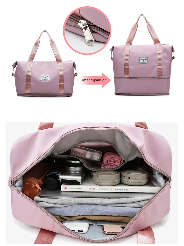 Carry On Travel Duffle Bag Waterproof Sports Gym Tote Bags for Women Large Capacity Storage Luggage Handbag Good Vibrations