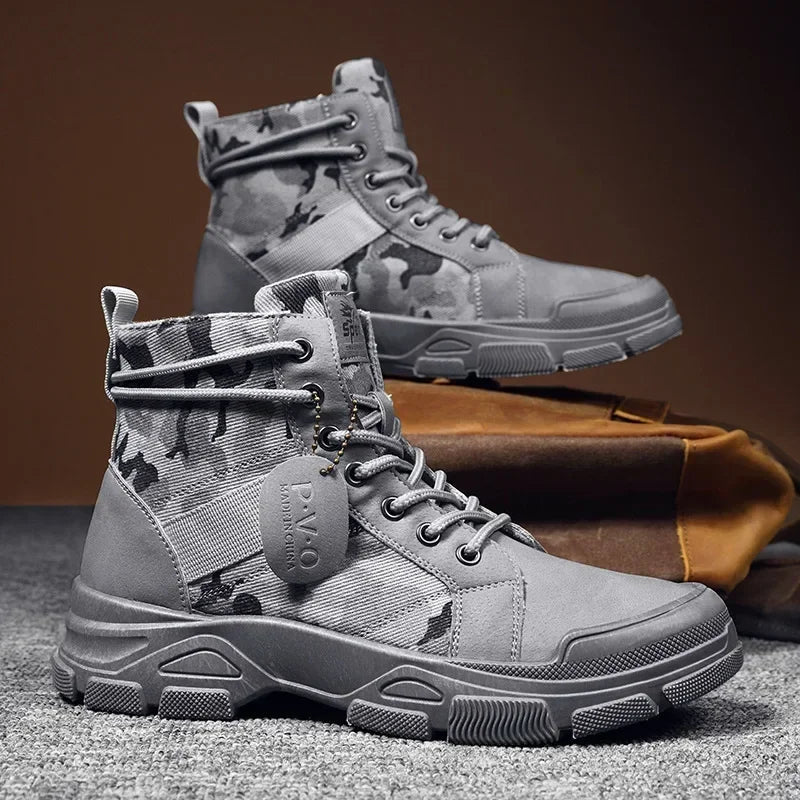 Camouflage Boots for Men Autumn Winter Platform Boots Outdoor High-top Shoes Men Ankle Boots Buty Robocze Meskie Good Vibrations