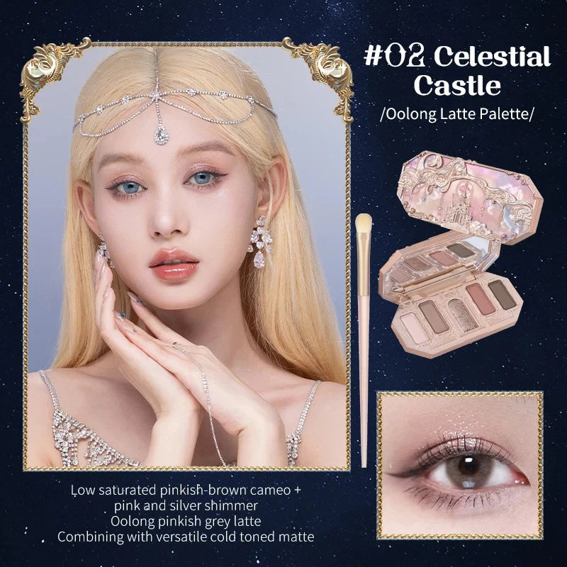 Flower Knows Moonlight Mermaid Eyeshadow Delicate Matte Glow Shimmer Chameleon Waterproof 5 Color Glitter Eye Shadow Palette Good Vibrations