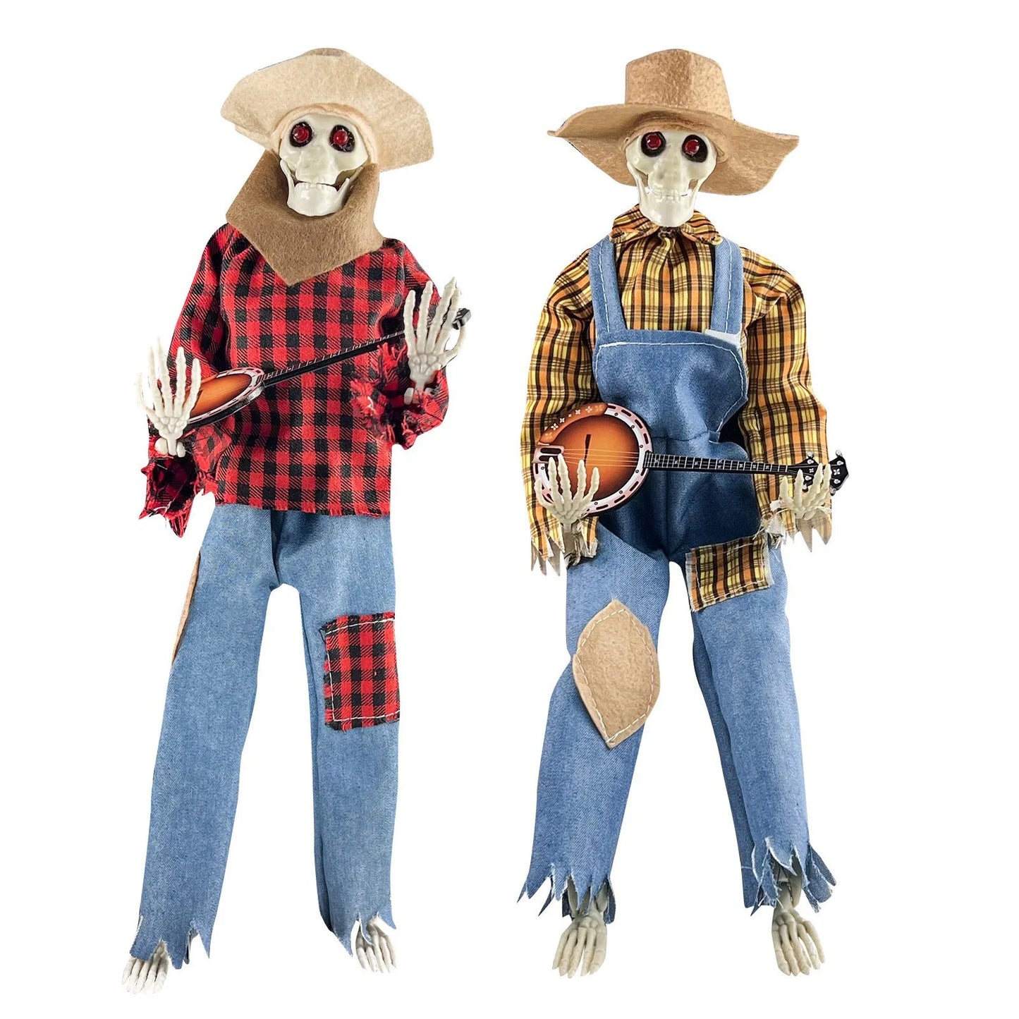 Halloween Fun Skull Playing Guitar Luminous Ornament Room Decor Farmhouse Skeleton Sculpture Christmas Decoration Gift 2024 Good Vibrations