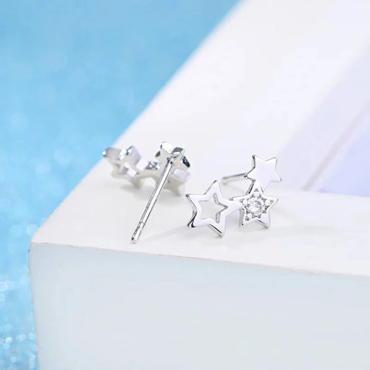 Real 925 Sterling Silver Jewelry Sets for Women Charm Star Pendant Necklace Earrings Set Fashion Party Jewelry Gift Wholesale Good Vibrations