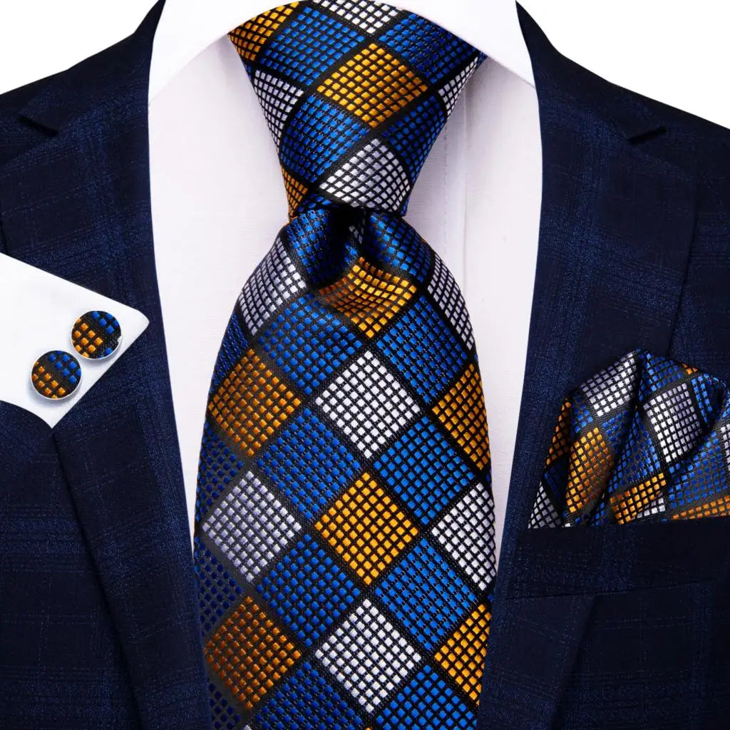 Hi-Tie Blue Business Solid 100% Silk Men's Tie NeckTie 8.5cm Ties for Men Formal Luxury Wedding High Quality Gravata Good Vibrations
