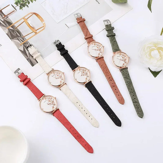 Fashion Butterfly Women Watches 2025 Simple Brown Quartz Watch Vintage Leather Ladies Wristwatches Clock часы женские наручные Good Vibrations