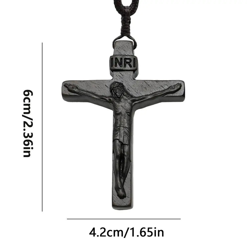Jesus Cross Wooden Necklace Cross Pendant Necklace wood Cross Necklace christian Catholic Jesus Crucifix Necklace Accessories Good Vibrations