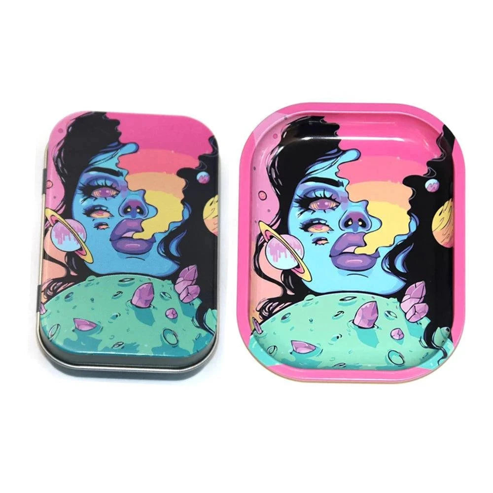18*14cm Metal Rolling Storage Tray with  TinPlate Storage Box Tobacco Cigarettes Cases Holder Smoking Accessories Good Vibrations Adult Super Store