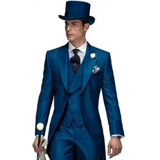 Groomsmen Three-Piece Suit Casual British Style Wedding Dress Shirt Slim Fit Handsome Summer Men's Fashion Westwear Set Good Vibrations