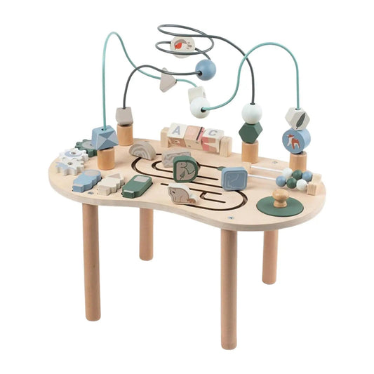 Wooden Activity Table Activity Center Portable Track Maze Wooden Sensory Play Table Sensory Toy for Kids Boys Girls Infant Good Vibrations
