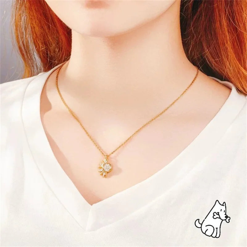 New Stainless Steel Magnetic Sun Moon Couple Necklace Fashion Chain for Men and Women Good Friend Gifts Trend Jewelry Good Vibrations