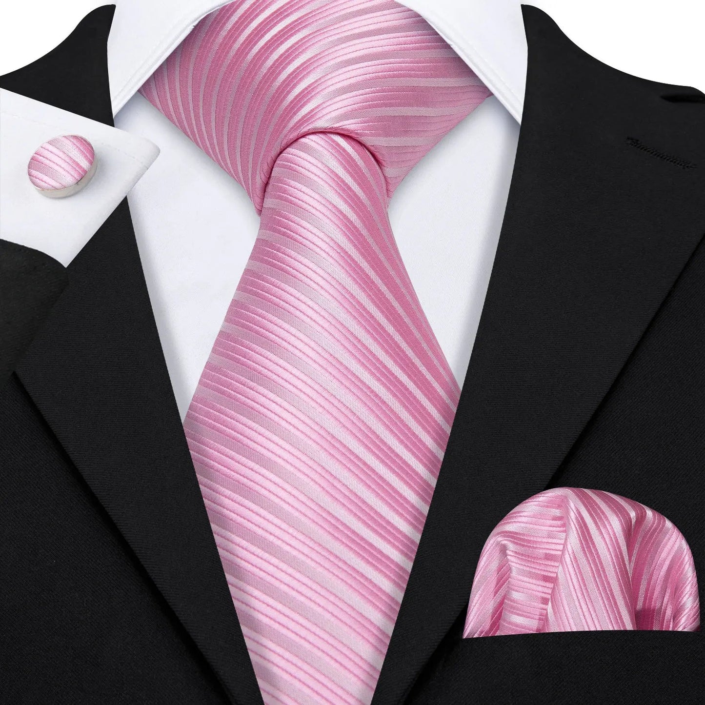 Mens Tie Ivory Red Green Blue Pink Geometric Solid Ties Hanky Cufflinks Set Necktie Formal Wedding Dinner Party Good Vibrations