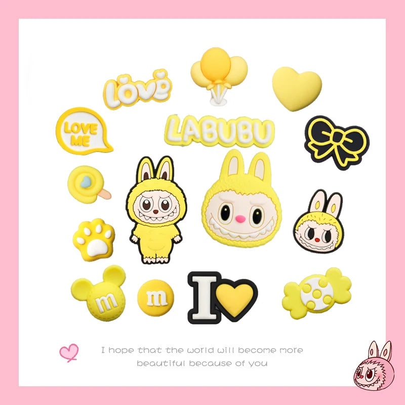 15pcs Hot Toys New Cartoon Shoe Charms Designer for Shoe Accessories Dreations for Sandals Sneaker Classic Clog Kids X-mas Gifts Good Vibrations