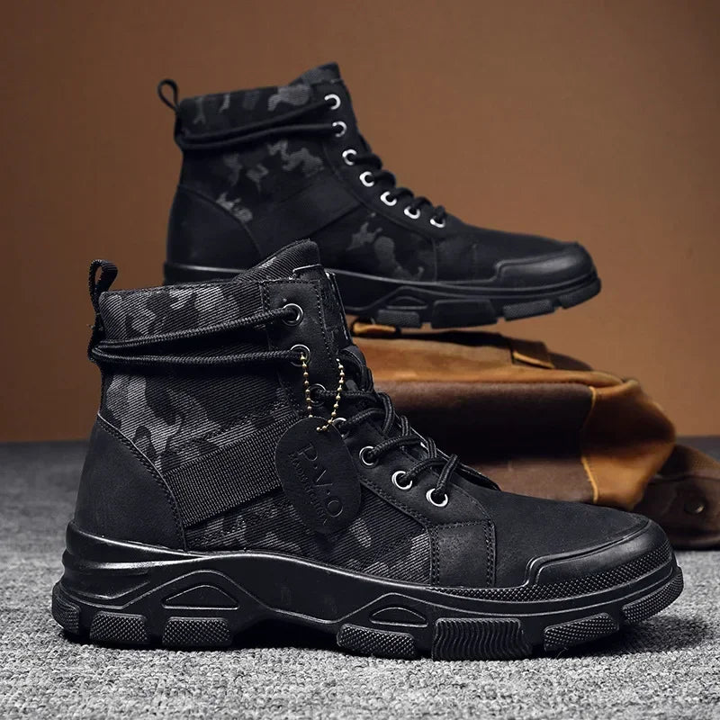 Camouflage Boots for Men Autumn Winter Platform Boots Outdoor High-top Shoes Men Ankle Boots Buty Robocze Meskie Good Vibrations