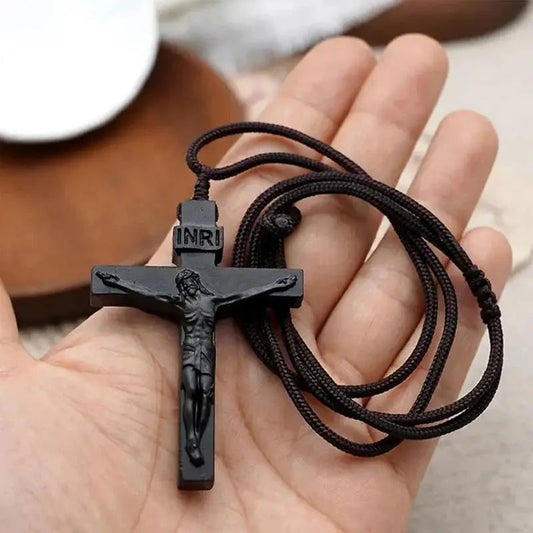 Jesus Cross Wooden Necklace Cross Pendant Necklace wood Cross Necklace christian Catholic Jesus Crucifix Necklace Accessories Good Vibrations