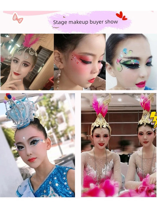 Kids Stage Performance Eye Shadow Plate Color Fashion Makeup Purple Yellow Blue Green Red Pink Pull Good Vibrations