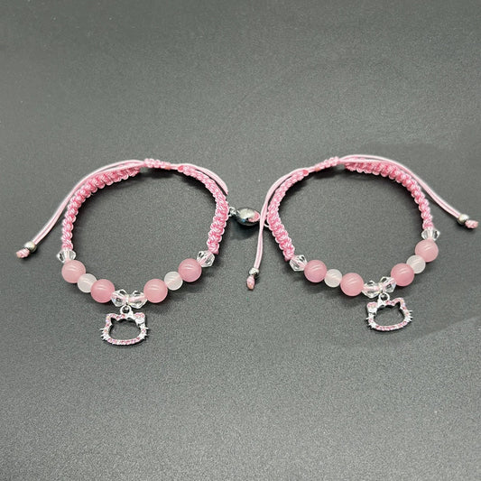 2PCS Black Goth Spider Emo Boho Bracelets for Best Friend Bff Halloween Matching Rope Chain Bracelet for Couples Bracelets Gifts Good Vibrations
