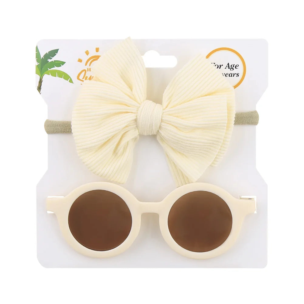 2Pcs/Set Baby Round Sunglasses Children Vintage Sun glasses UV400 Protection Classic Kids Shade Eyewear Summer Hair Accessories Good Vibrations