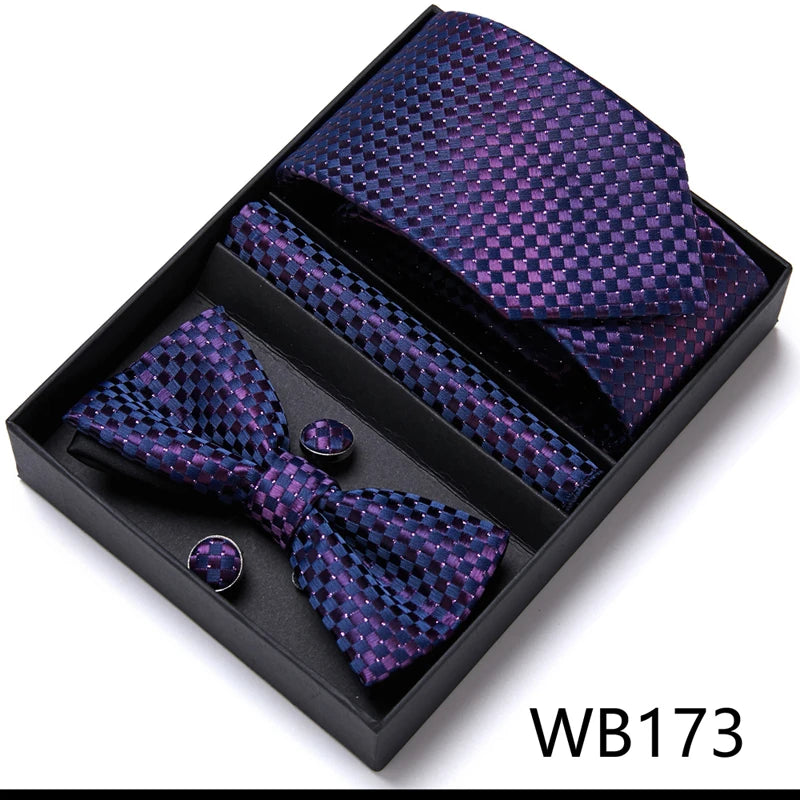 Tie For Men Formal Dress Tuxedo NeckTie Handkerchief Bow Tie Set PlaisyParty Groom Wedding Butterfly Bowtie In Box Good Vibrations