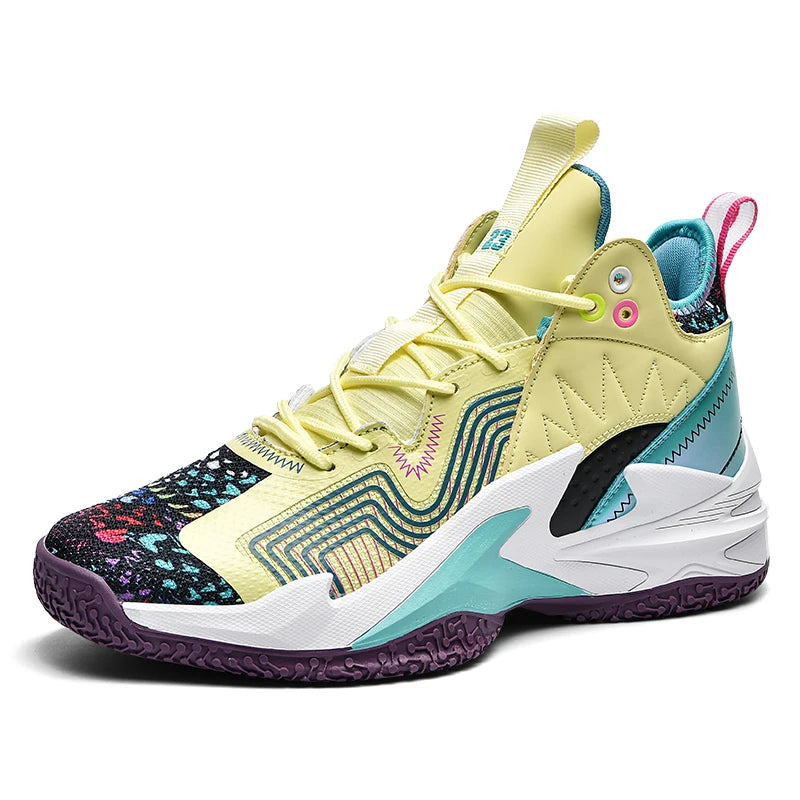 High top basketball shoes men fly woven breathable anti-slip wear absorption student sports shoes fashion outfield combat boots Good Vibrations