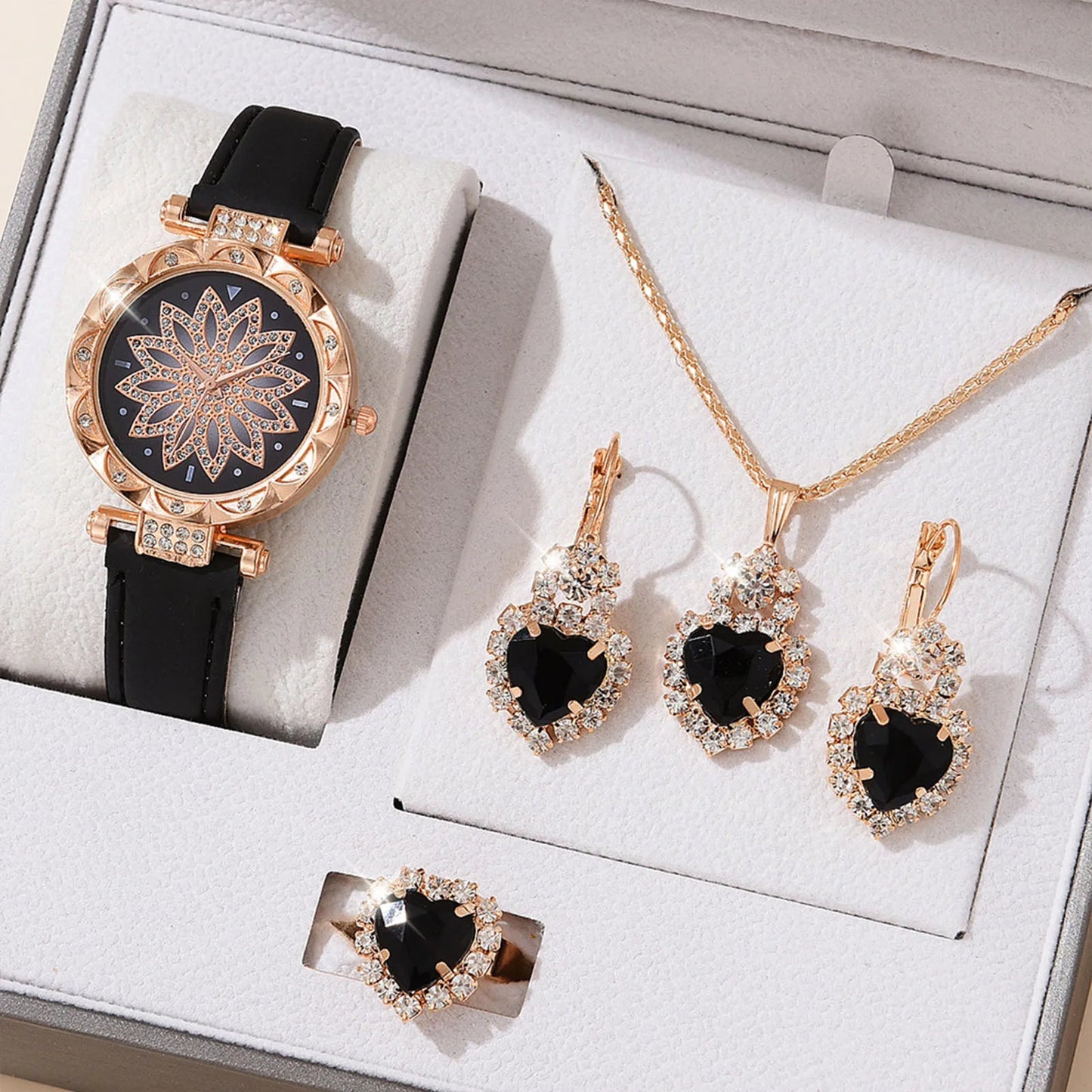 Watches Sets Gifts for Women Crystal Bling Wristwatch Jewelry Kit Gift for Mom Wife Girlfriend Good Vibrations Adult Super Store