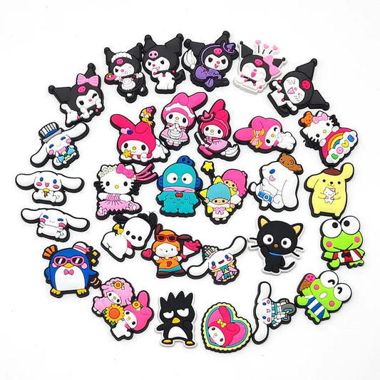 Sanrio Anime Hello kitty Kuromi Pochacco Shoe Charms for Clogs Bag Crocs Sneakers Shoe Decorations Bag Decors Good Vibrations