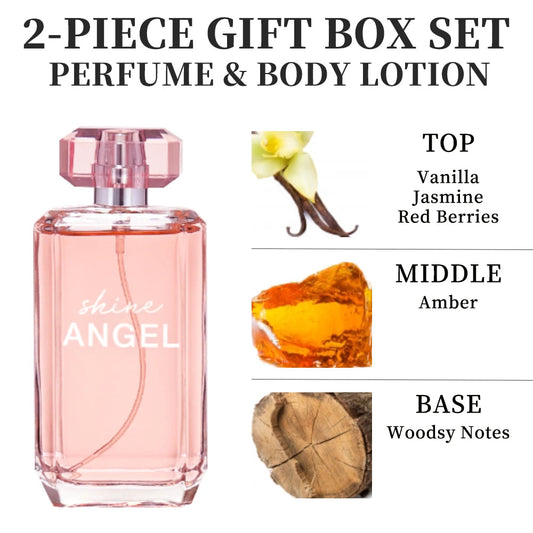 Eau de Parfum Spray and Body Lotion Gift Set Women's Fragrance Sets 3.4 Oz EDP Spray 2.8 Oz Body Cream Shine Angel 2 Pcs Gifts Good Vibrations