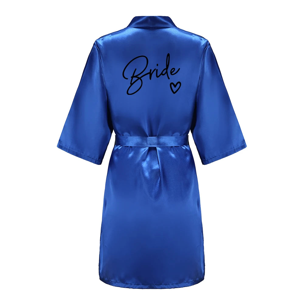 Wedding Party Team Bride Robe With Black Letters Kimono Satin Pajamas Bridesmaid Bathrobe SP003 Good Vibrations