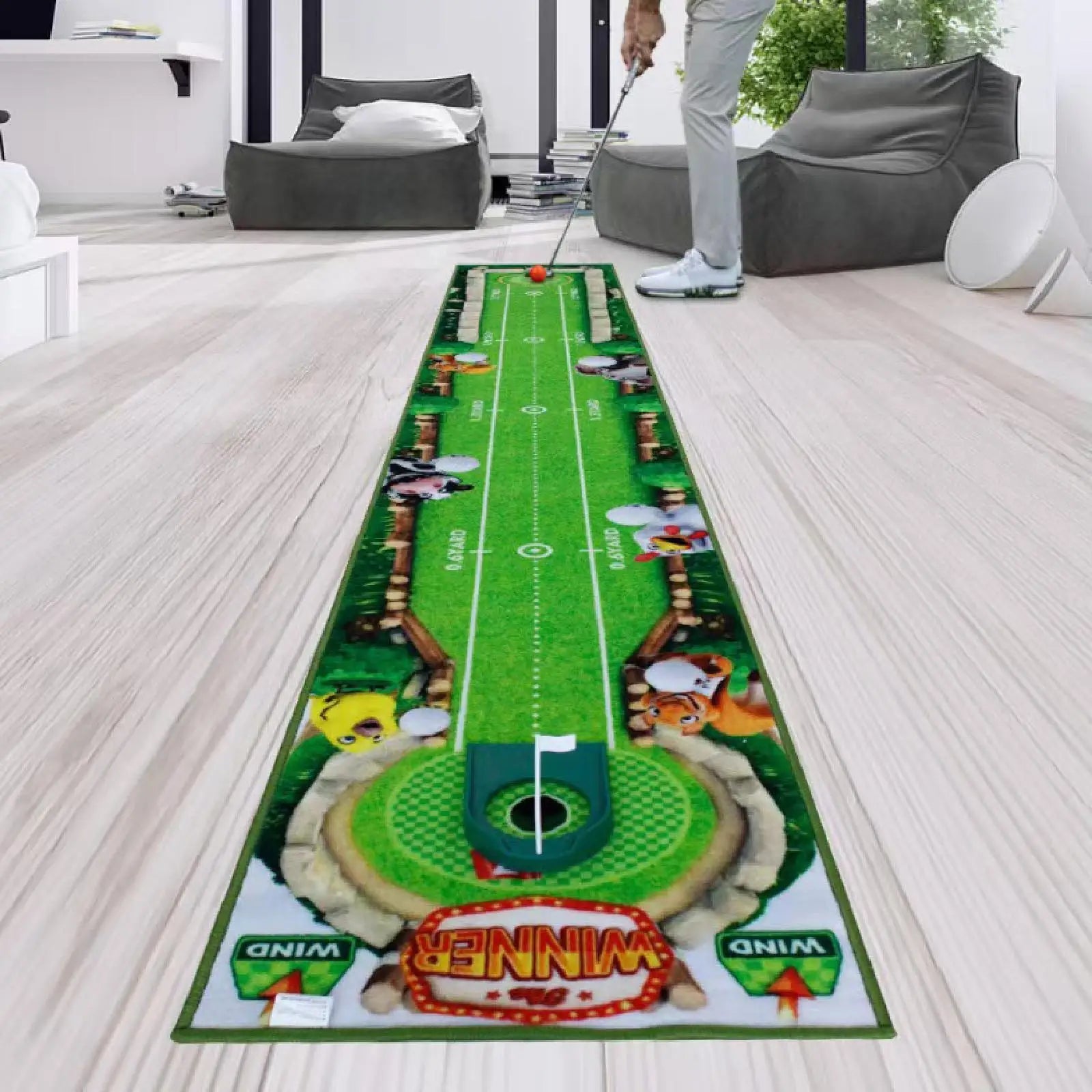 Golf Putting Mat Gift for Golfer Golfing Accessory Lightweight Portable Improve Putting Accuracy Training Aid for Park Lawn Home Good Vibrations