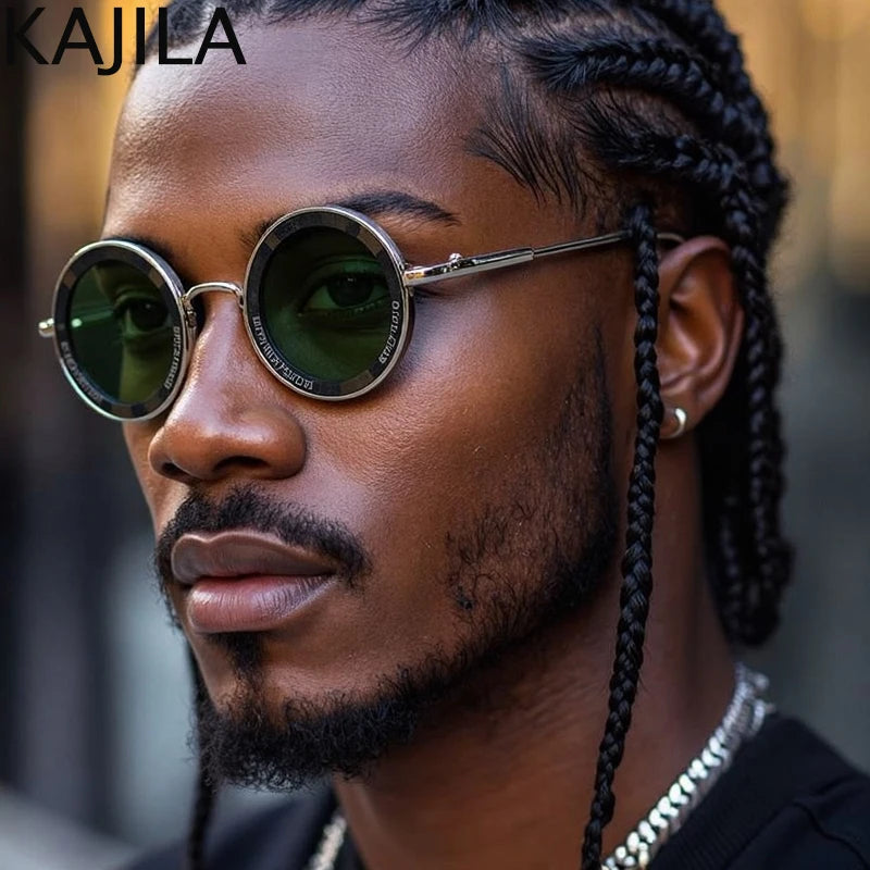 Small Frame Round Steampunk Sunglasses Men 2025 Luxury Brand Retro Punk Sun Glasses For Male Classic Driving Eyewear UV400 Good Vibrations