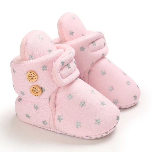 Baby Autumn/Winter Pink Snow Boots 0-18M Girl Baby Warm Cotton Shoes Solid Color First Walking Shoes Children's Shoes Good Vibrations
