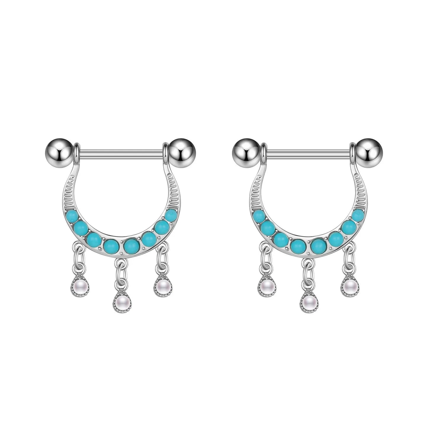 2pcs Steel Bear Dangled Zircon Nipple Piercing Sexy Breast Cover for Women Fashion Starfish Heart Shield Bar Barbell Nipple Ring Good Vibrations Adult Super Store