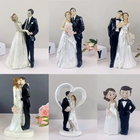 1PC Couple Figurines Miniatures Bride and Groom Cake Toppers Dolls Valentine's Day Wedding Anniversary Cake Decoration Supplies Good Vibrations