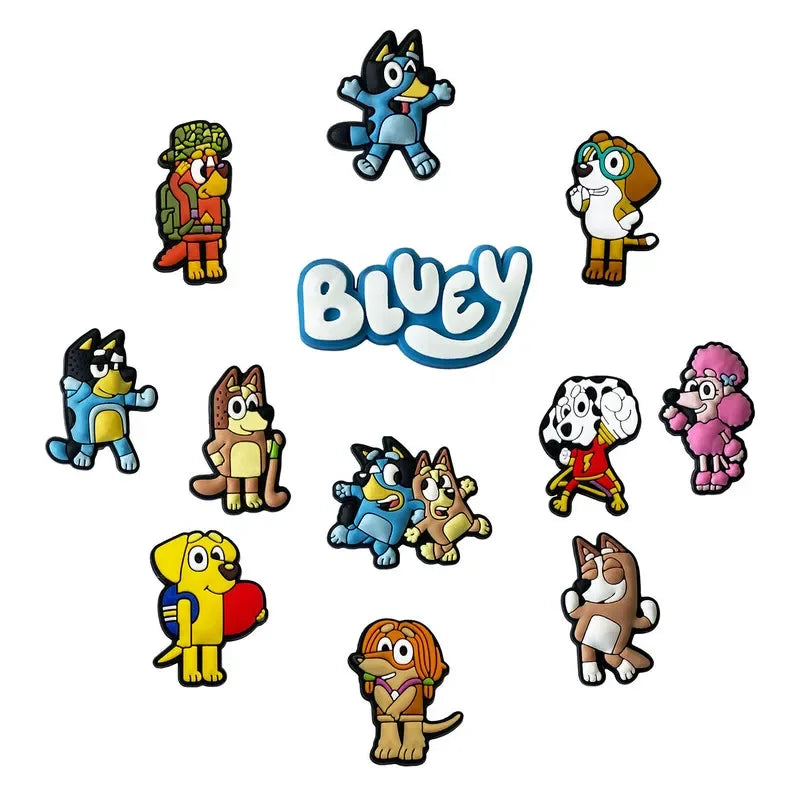 30pcs Bluey Collection Shoe Charms For Crocs Diy Shoe Decorations Accessories For Sandals Decorate And Adult Kids Birthday Gifts Good Vibrations