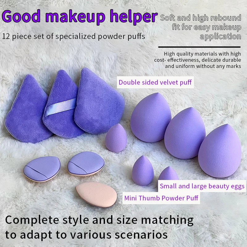 12pcs Makeup Sponge Blender Beauty Egg Soft Cosmetic Puff Foundation Sponges Powder Puff Women Make Up Accessories Beauty Tools Good Vibrations