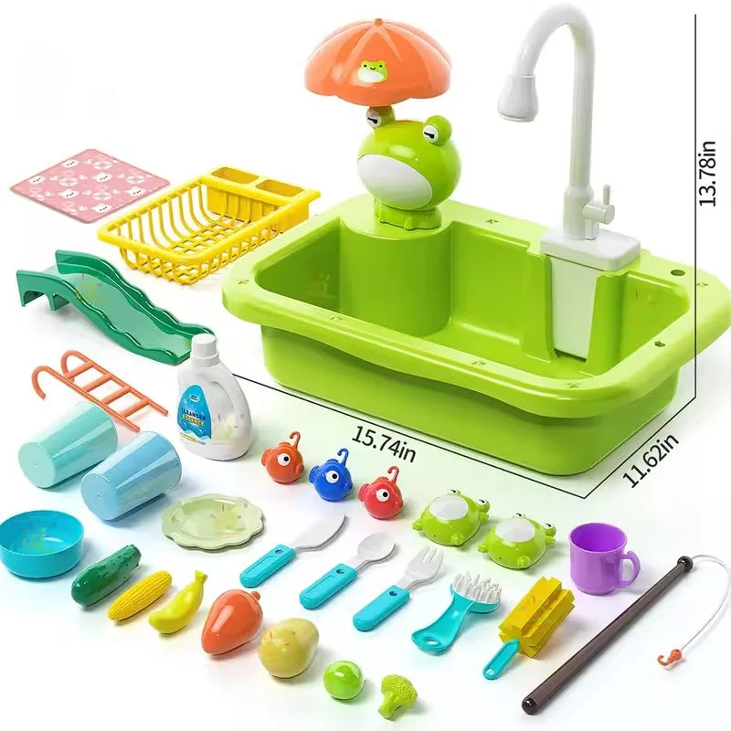 New Play Sink With Kitchen Sink Tap Water Electric Faucet Play Kitchen Toy Swimming Pool Floating Fishing Toys Water Play Gift Good Vibrations