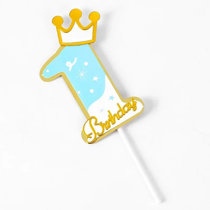 New Digital Decoration Happy Birthday Number Cake Insertion 0 1 2 3 4 5 6 7 8 9 Cake Topper Girls Boys Baby Party Supplies Decor Good Vibrations