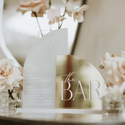 1p Arch Gold Acrylic Bar Sign- Arched Gold Wedding Bar Sign - Signature Drinks Wedding Sign - Wedding Bar Menu - Wedding Signage Good Vibrations