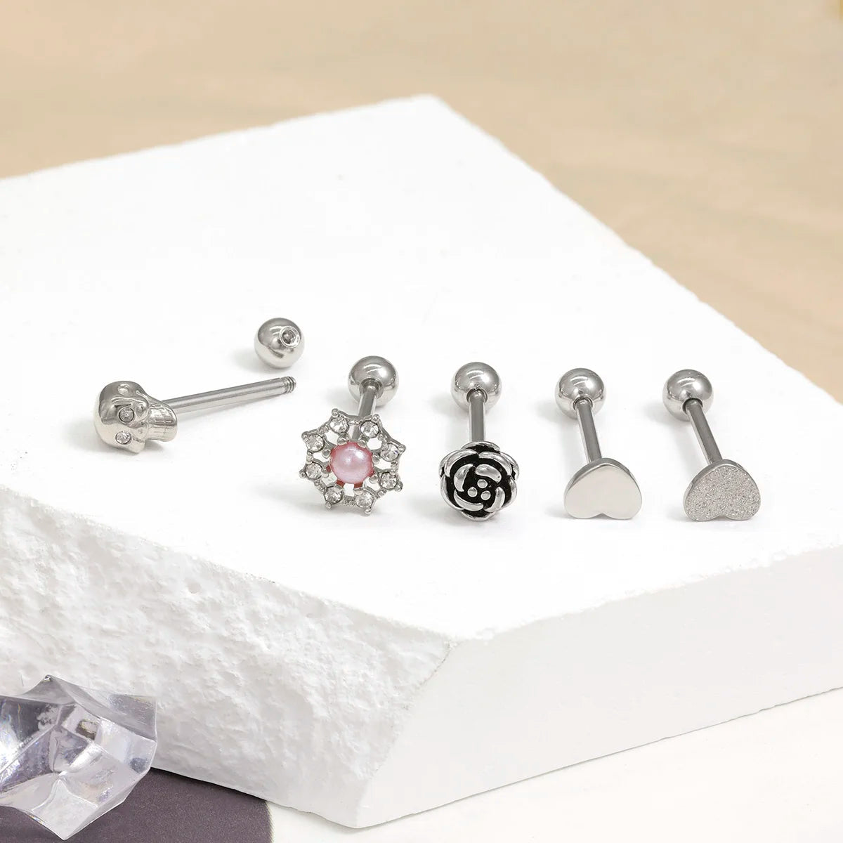 14G Stainless Steel Tongue Rings Straight Barbells Heart Shape Skull Shape Rose Shape Tongue Piercing Jewelry Good Vibrations Adult Super Store