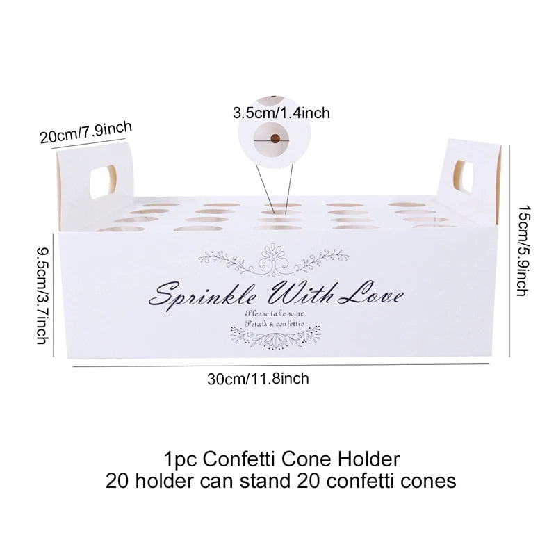 Wedding Tray Confetti Cone Stand Box Kraft Paper Tray Rustic Wedding Decoration Wedding Confetti Cones Cones Wedding Set supply Good Vibrations